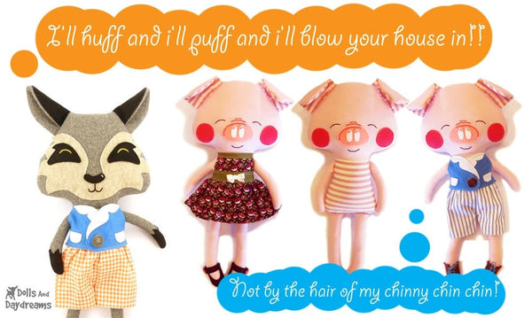 Three Little Pigs and Big Bad Wolf Sewing Pattern - Dolls And Daydreams - 6