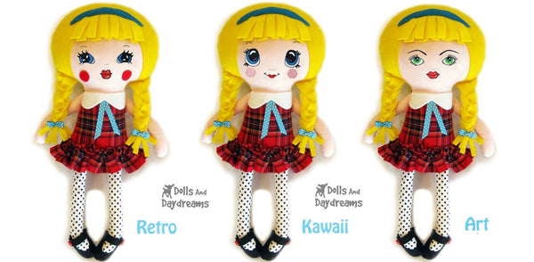 All 5 Girl Doll Face Embroidery Machine Patterns - Dolls And Daydreams - 3