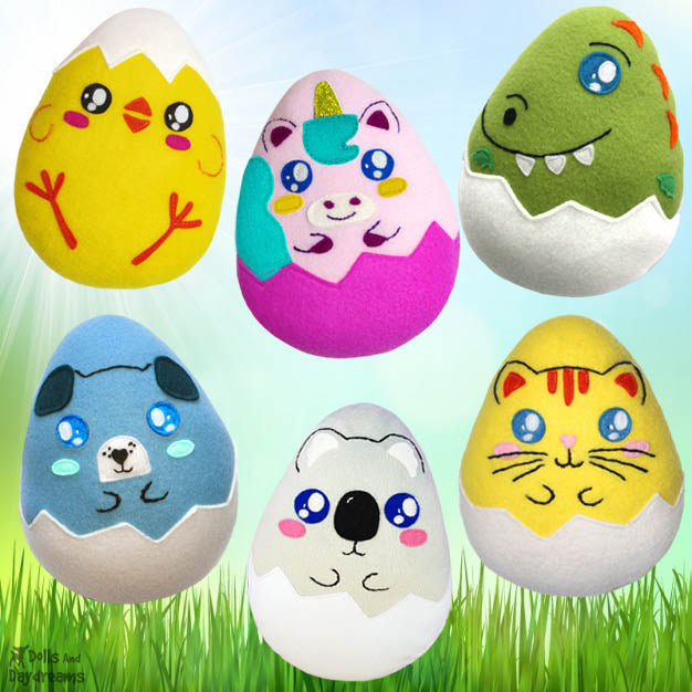 Quick Kids Hatchling Easter Egg Sewing Pattern soft toy easy sew by Dolls and Daydreams