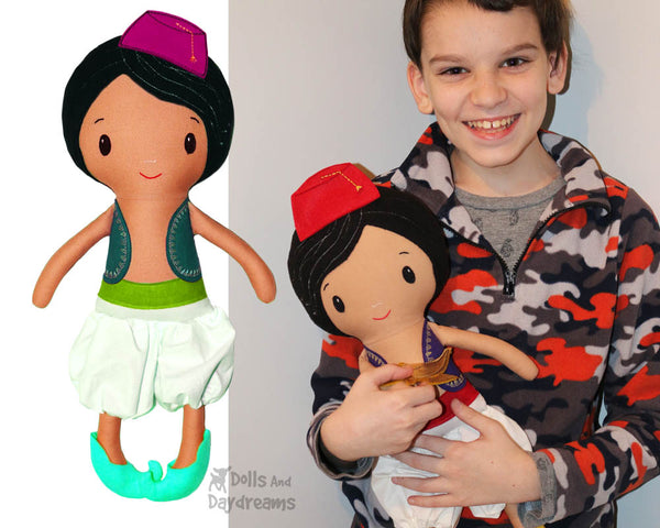  Aladdin boy cloth rag boy doll PDF Sewing Pattern by dolls and daydreams diy make your own