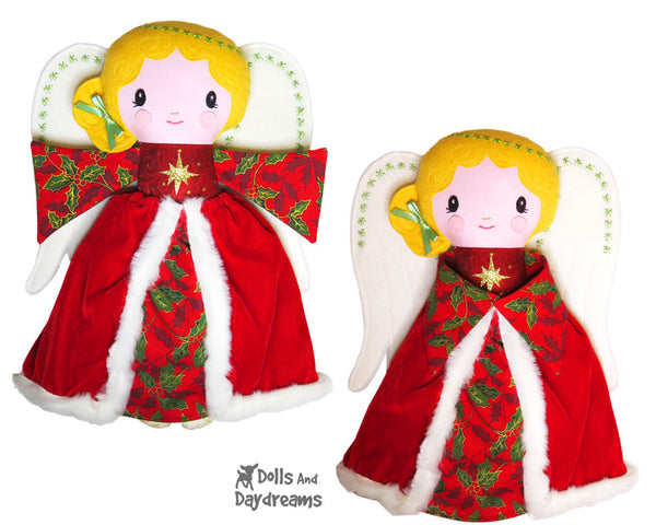 Guardian Angel Christmas tree topper Sewing Pattern cloth doll diy xmas Dolls And Daydreams - 1