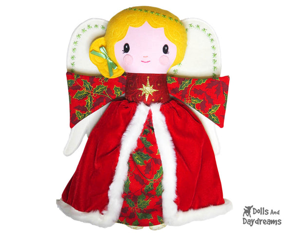 Guardian Angel Christmas tree topper Sewing Pattern fabric doll diy xmas Dolls And Daydreams