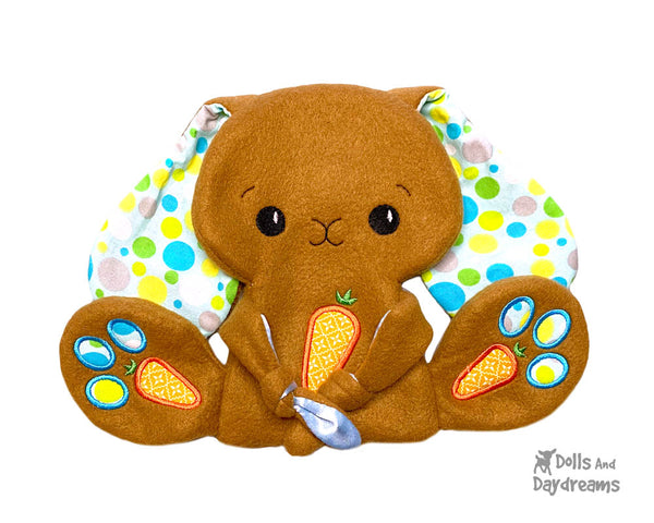 ITH Machine Embroidery BFF Big Footed Friends Bunny Rabbit Lovie Pattern DIY Cute Plush Baby blanket Toy In The Hoop by Dolls And Daydreams