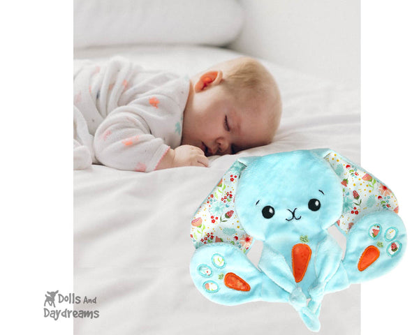 BFF Big Footed Friends Bunny Blanket Sewing Pattern DIY Kids Kawaii Cute Plush Lovie baby Rabbit toy by Dolls And Daydreams