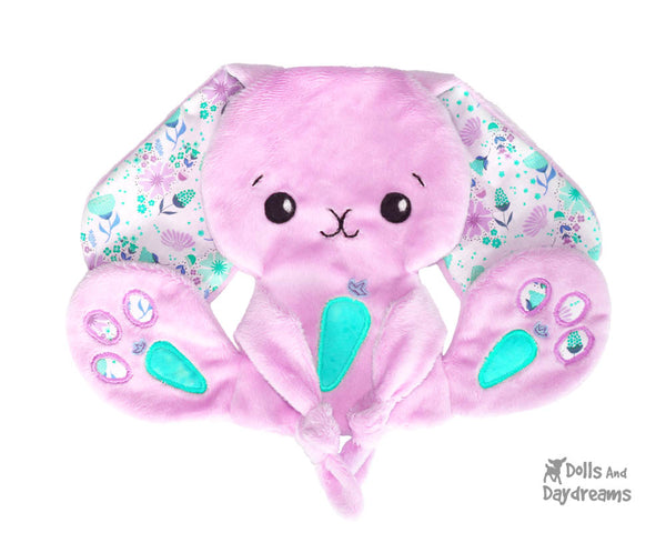 BFF Big Footed Friends Bunny Blanket Sewing Pattern DIY Kids Kawaii Cute Plush Lovie baby Easter Rabbit blankie by Dolls And Daydreams