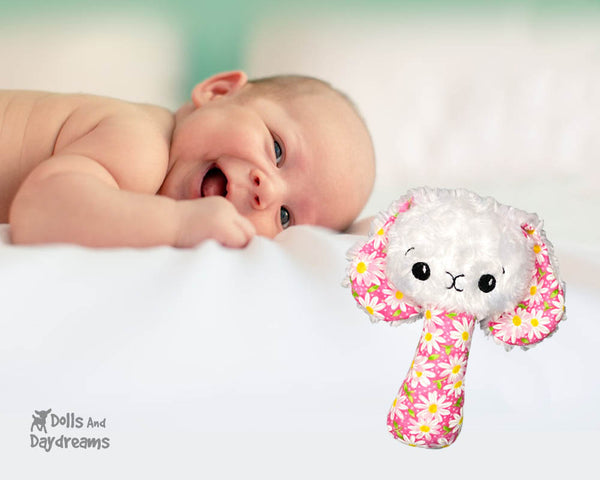 ITH Machine Embroidery BFF Bunny Rabbit Rattle Pattern DIY Cute Plush Easter Baby Toy In The Hoop by Dolls And Daydreams