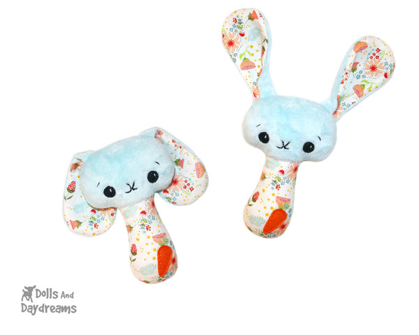 BFF Bunny Rabbit Baby Rattle Sewing Pattern DIY Kids Kawaii Cute Plush new babies Easter toy by Dolls And Daydreams