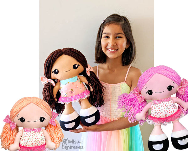 Best Friends Machine Embroidery BFF Beauties Doll Pattern Kawaii Cute Yarn hair Girl fabric Dolly by Dolls And Daydreams