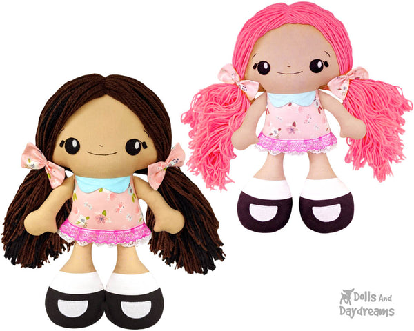 Big Foot Best Friends BFF Beauties Doll Sewing Pattern Kawaii Cute Yarn hair Girl DIY Cloth Dolly by Dolls And Daydreams