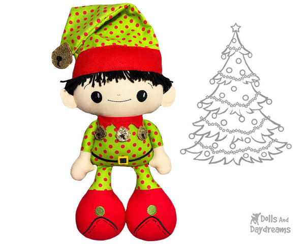 Big Foot Best Friends BFF Christmas Elf on the shelf Doll In The Hoop Machine Embroidery Pattern Kawaii Cute Xmas Elves Cloth plush by Dolls And Daydreams