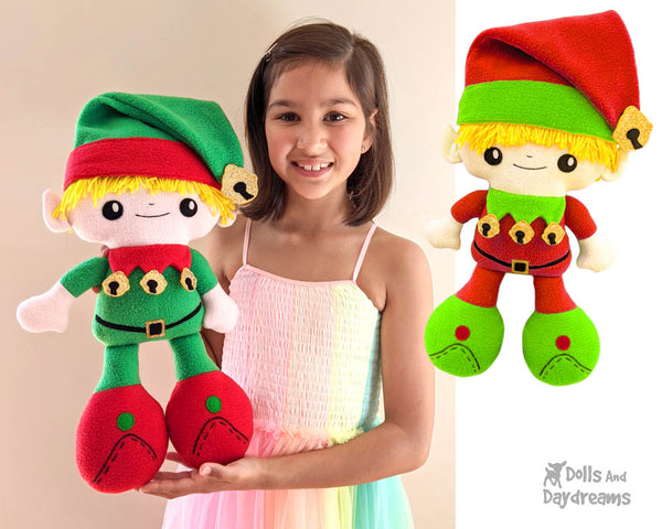 Big Foot Best Friends BFF Christmas Elf Doll Sewing Pattern Kawaii Cute Xmas Elves on the shelf Cloth plush by Dolls And Daydreams