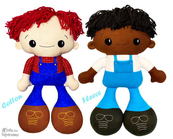 Big Footed Best Friends In The Hoop Machine Embroidery BFF Buddies Doll Pattern Kawaii Cute Yarn hair Boy Cloth by Dolls And Daydreams