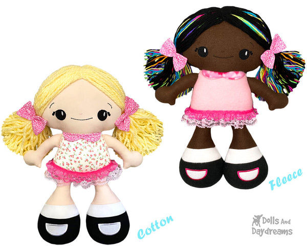 Big Foot Best Friends In The Hoop Machine Embroidery BFF Beauties Doll Pattern Cute Yarn hair Girl Cloth Dolly by Dolls And Daydreams