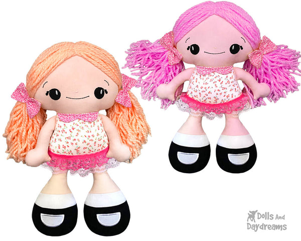 Big Foot Best Friends In The Hoop Machine Embroidery BFF Beauties fabric Doll Pattern Kawaii Cute Yarn hair Girl Cloth Dolly by Dolls And Daydreams