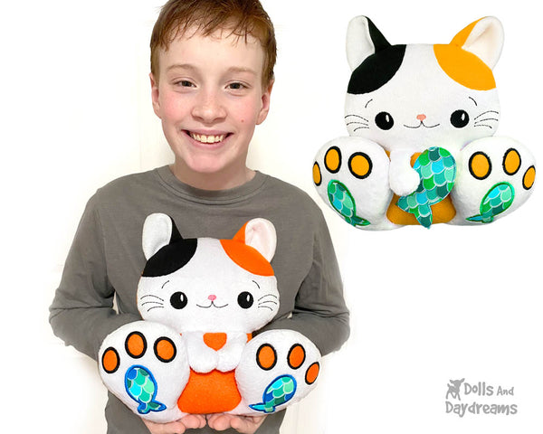 BFF Big Footed Friends In The Hoop Machine Embroidery Kitty Cat DIY Kawaii ITH Cute Kitten Plush Toy by Dolls And Daydreams