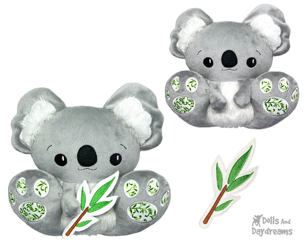 BFF Big Footed Friends In The Hoop Machine Embroidery Koala ITH pattern DIY Kawaii Cute Handmade Aussie Plush Teddy Toy by Dolls And Daydreams