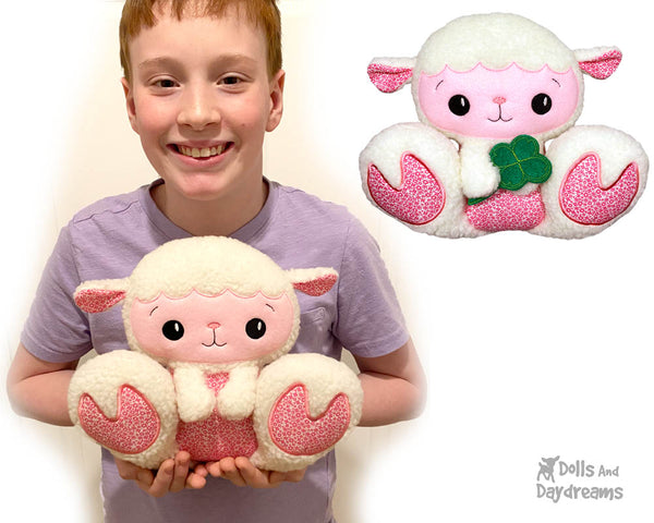 ITH Machine Embroidery BFF Big Footed Friends Lamb Pattern DIY In The Hoop Sheep by Dolls And Daydreams kids easter plushie