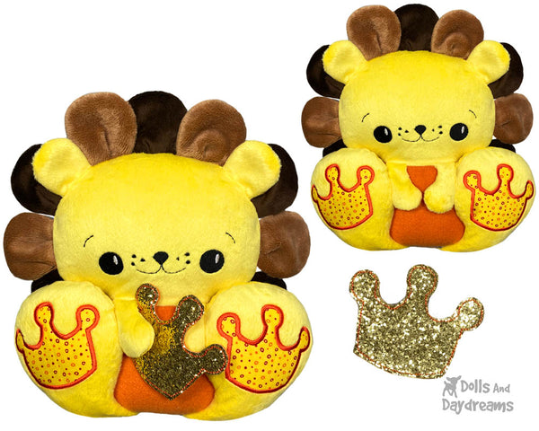 BFF Big Footed Friends In The Hoop Machine Embroidery Lion DIY Kawaii Cute ITH Cute Plush King of the Jungle Toy by Dolls And Daydreams