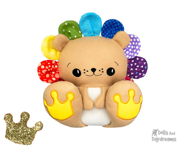 BFF Big Footed Friends In The Hoop Machine Embroidery Lion DIY Kawaii Cute ITH Cute Plush Teddy Toy Rainbow Mane by Dolls And Daydreams
