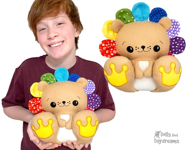 BFF Big Footed Friends In The Hoop Machine Embroidery Lion DIY Kawaii Cute ITH Cute Plush Teddy Baby Toy by Dolls And Daydreams