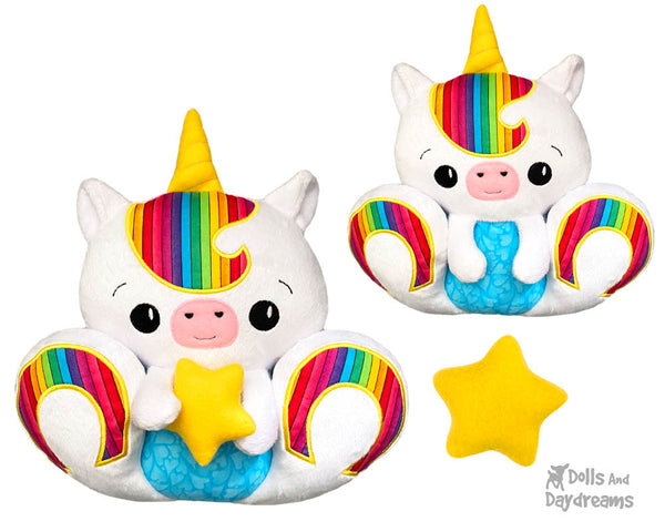 ITH Machine Embroidery BFF Big Footed Friends Unicorn Pattern Cute kawaii Plush Toy DIY In The Hoop by Dolls And Daydreams