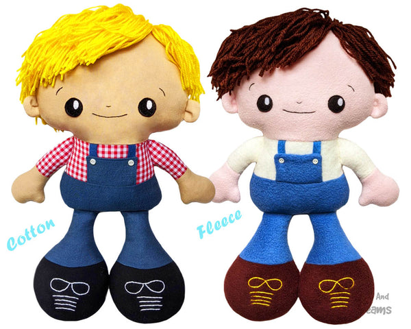 Big Feet Best Friends BFF Buddies Doll Sewing Pattern Kawaii Cute Yarn hair Boy Fabric Doll by Dolls And Daydreams