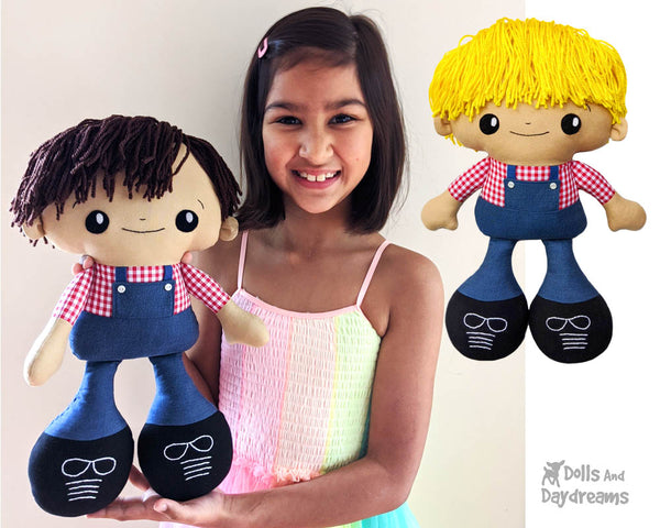 Big Foot Best Friends BFF Buddies Doll Sewing Pattern Kawaii Cute Yarn hair Boy Cloth by Dolls And Daydreams
