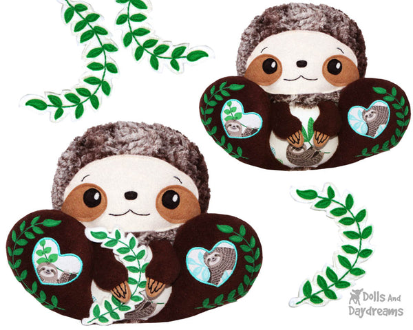 BFF Big Footed Friends Sloth PDF Sewing Pattern DIY Kawaii Cute Plush fluffy soft Toy Softie by Dolls And Daydreams