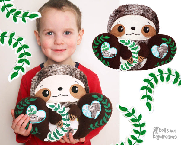 BFF Big Footed Friends Sloth PDF Sewing Pattern DIY Kawaii Cute Plush kids Toy Softie by Dolls And Daydreams