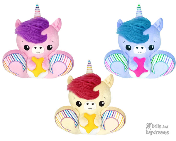 BFF Big Footed Friends Unicorn Sewing Pattern DIY Kawaii Cute PDF Plush Toy by Dolls And Daydreams