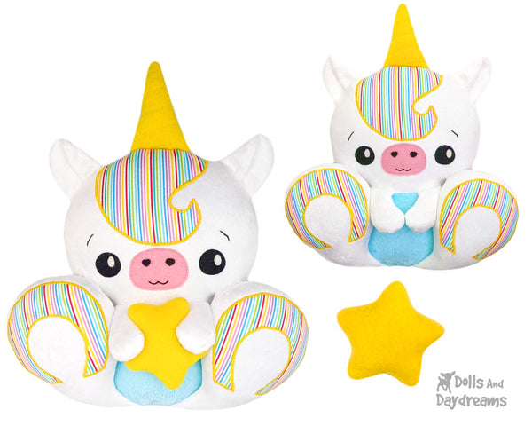 BFF Big Footed Friends Unicorn Sewing Pattern DIY Kawaii Cute Plush Softie Toy by Dolls And Daydreams