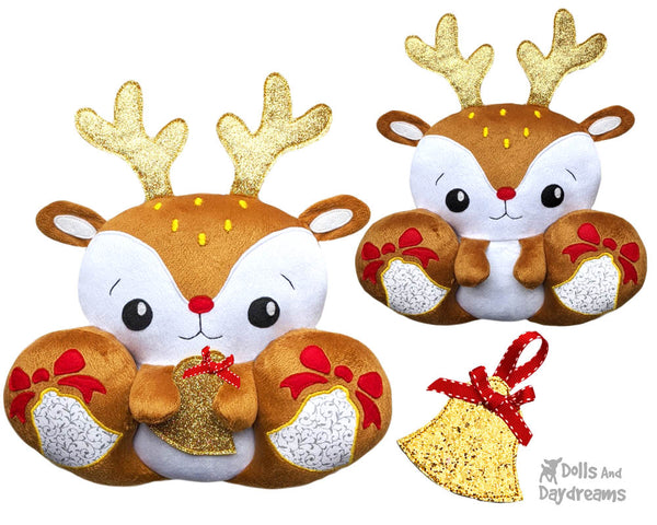 BFF Big Footed Friends Reindeer Sewing Pattern DIY Christmas Deer Cute Plush Soft Toy PDF by Dolls And Daydreams