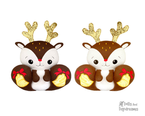 ITH Machine Embroidery BFF Big Footed Friends Reindeer Pattern DIY Christmas Deer Kawaii Plushie Toy In The Hoop by Dolls And Daydreams