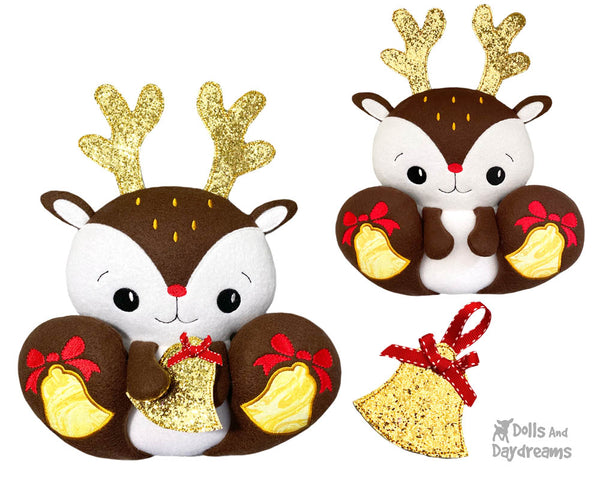 ITH Machine Embroidery BFF Big Footed Friends Reindeer Pattern DIY Christmas Deer Cute Soft Toy In The Hoop by Dolls And Daydreams