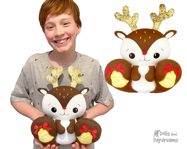 ITH Machine Embroidery BFF Big Footed Friends Reindeer Pattern DIY Xmas Deer Cute Plush Toy In The Hoop by Dolls And Daydreams
