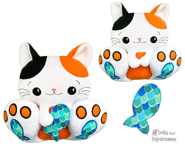 BFF Big Footed Friends In The Hoop Machine Embroidery Kitty Cat DIY Kawaii ITH Cute Kitty Plush Toy by Dolls And Daydreams