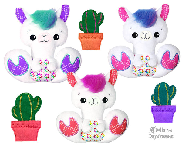 BFF Big Footed Friends Llama PDF Sewing Pattern boho DIY Kawaii Cute Plush Alpaca sewing DIY instructions Toy by Dolls And Daydreams