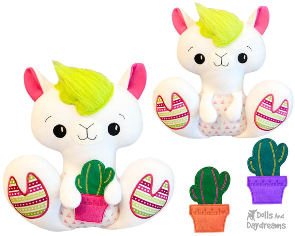 BFF Big Footed Friends Llama In The Hoop Machine Embroidery boho DIY Kawaii ITH Cute Plushie Alpaca stuffie kids Toy by Dolls And Daydreams