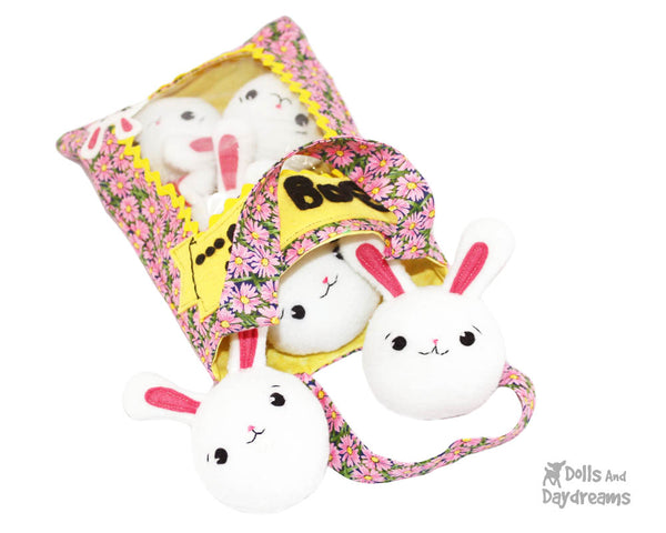 Bag of Bunnies PDF Sewing Pattern Bunny Rabbit kawaii cute Easter softie stuffy toy easy plushie diy cuteness