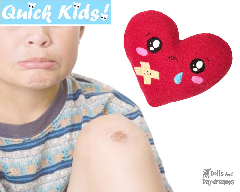 Quick Kids Booboo Heart Sewing Pattern hot and cold pack for kids injuries DIY