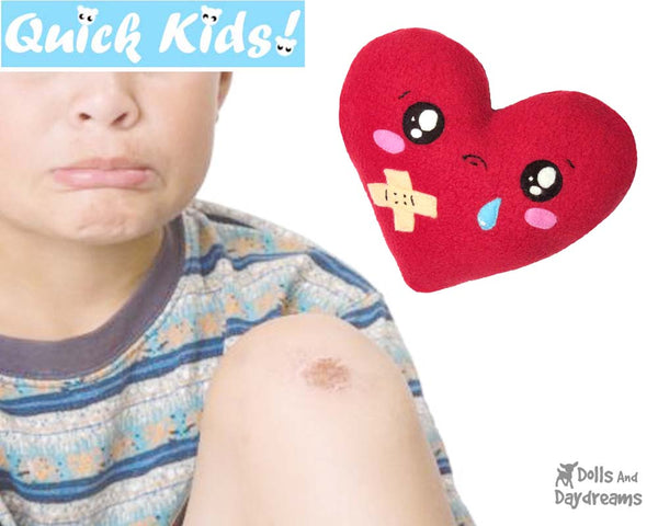 Quick Kids Booboo Heart Sewing Pattern hot and cold pack for kids injuries DIY 