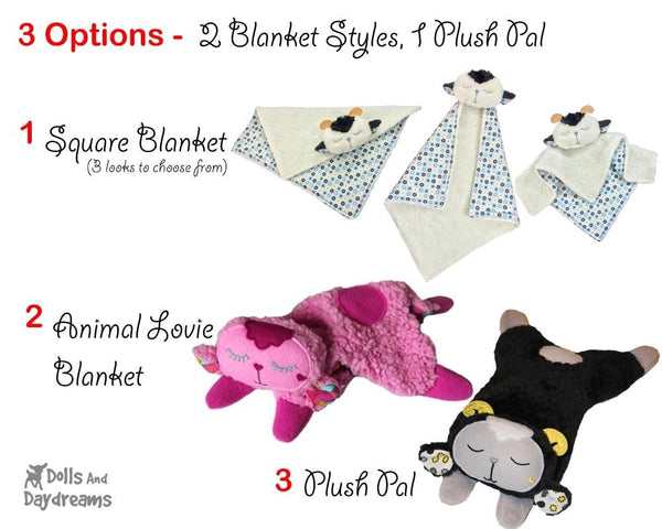 Easy Sew Lamb Baby Security Blanket PDF Sewing Pattern