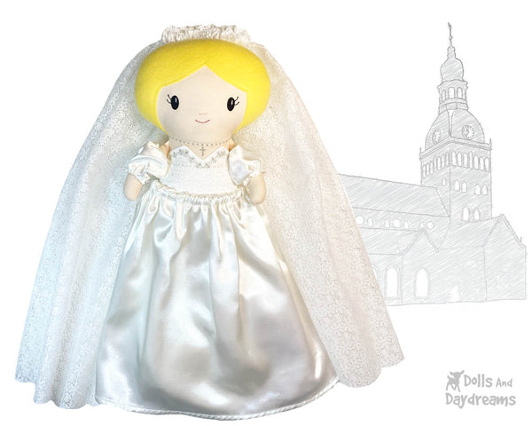 ITH Bride Cloth doll Pattern machine embroidery doll by dolls and daydreams diy customizable In The Hoop wedding bridal shower first communion gift