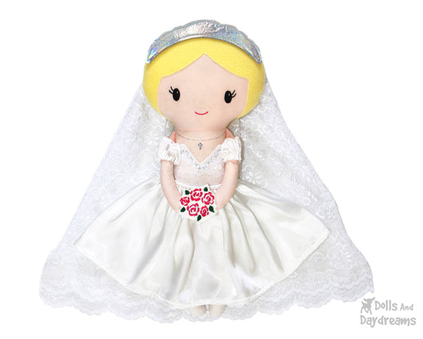 Bride fabric doll Sewing Pattern by dolls and daydreams diy wedding day bridal shower flower girl pdf