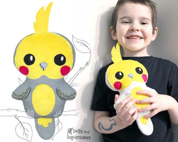 Cockatoo Cockatiel Sewing Pattern by Dolls And Daydreams DIY softie childrens toy plushie