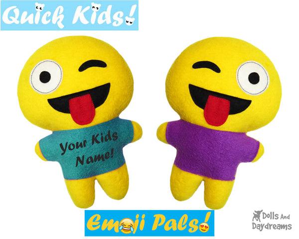 Quick Kids Crazy Emoji Sewing Pattern by Dolls And Daydreams Easy DIY Soft Toy plushie