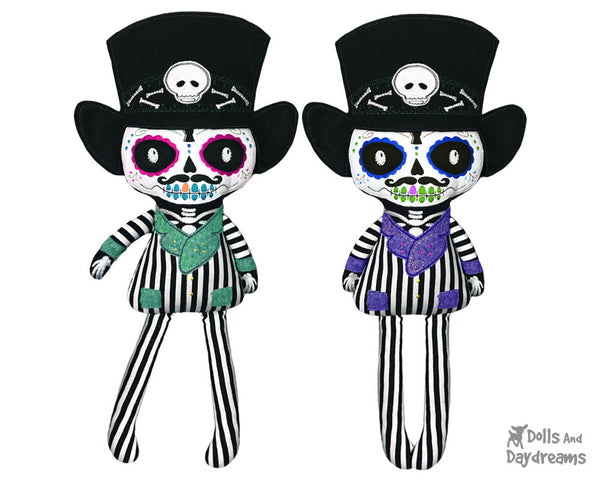 Embroidery Machine Dia de los Muertos Day of the Dead Boy Pattern by Dolls And Daydreams cloth doll diy plush