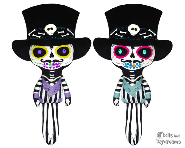 Day of the Dead Man Sugar Skull Sewing Pattern by Dolls And Daydreams cloth doll diy tutorial