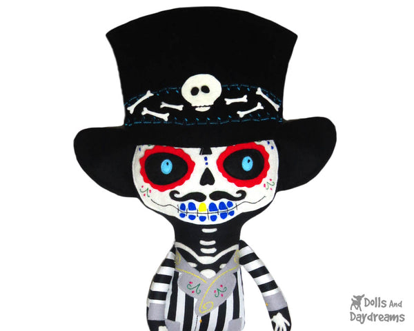 Day of the Dead Dia de los Muertos Boy Sewing Pattern by Dolls And Daydreams cloth doll diy tutorial