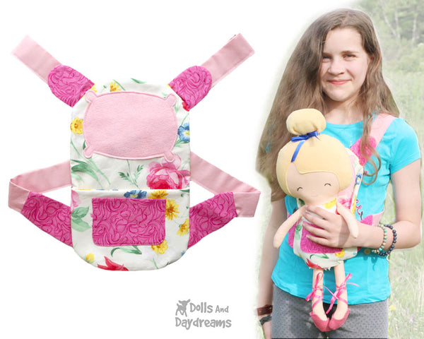 doll carrier Sewing Pattern by Dolls And Daydreams DIY doll carry case bag baby wearing